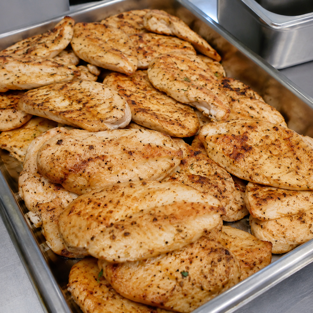 Bulk grilled seasoned chicken breast