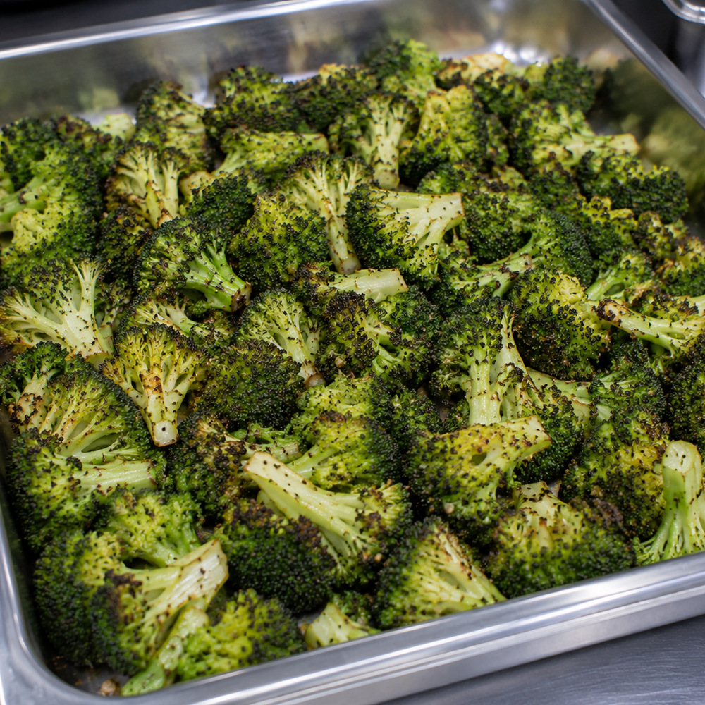 Bulk seasoned roasted broccoli