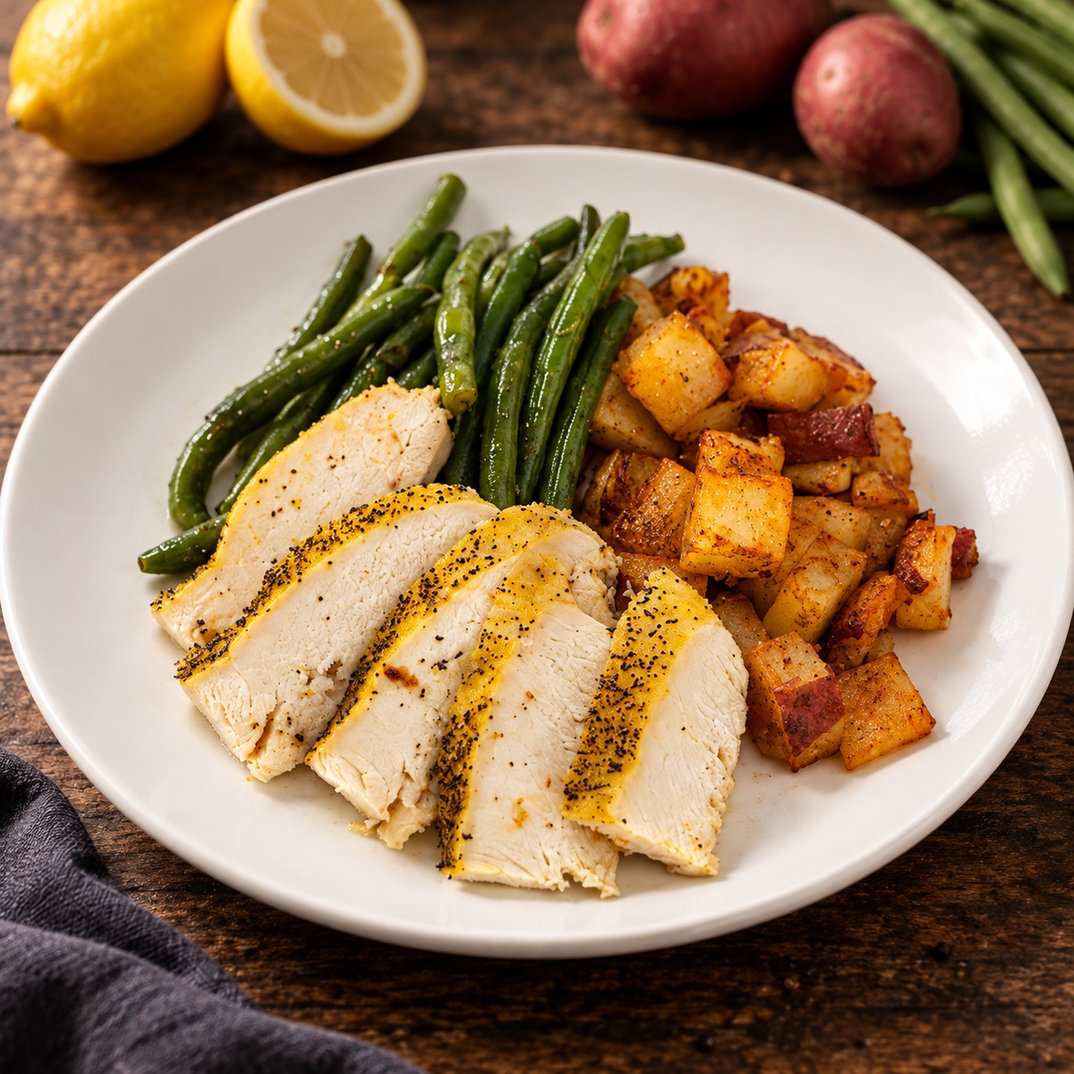 Lemon Pepper Chicken with ingredients in the background